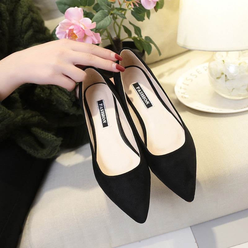 NAUSK New Women Suede Flats Fashion High Quality Basic Mixed Colors Pointy Toe Ballerina Ballet Flat Slip On Shoes - Mubimart