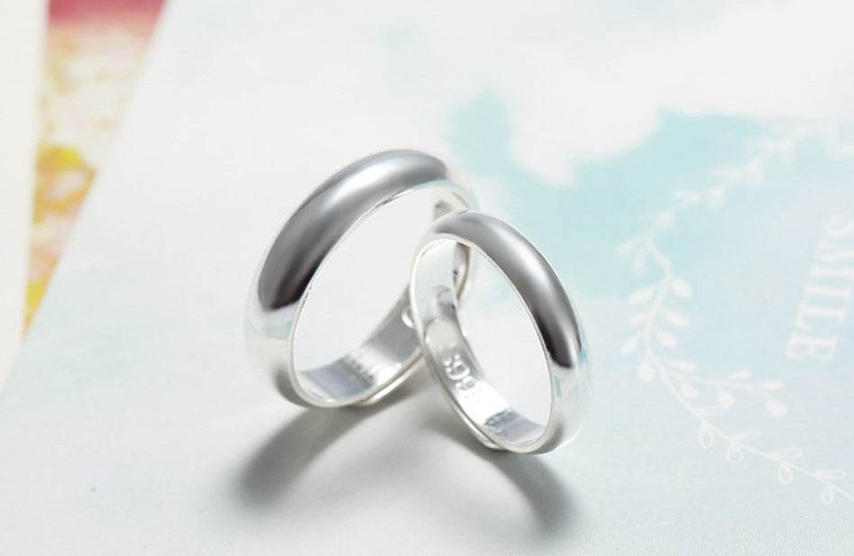 Glossy Ring Simple Men's Silver Ring - Mubimart