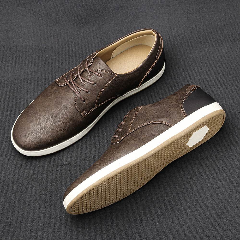 Men's Casual Plus Size Comfort Leather Board Shoes - Mubimart