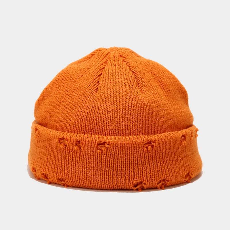 Hole knitted wool hat - Mubimart