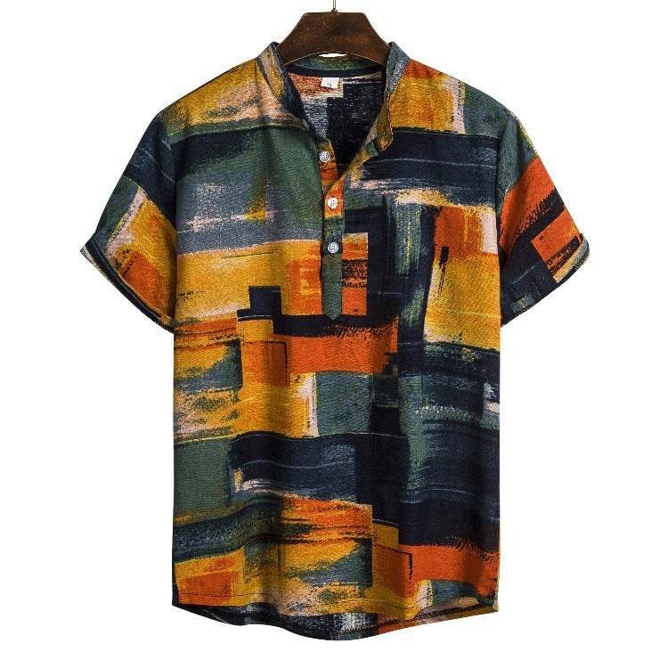 Men's linen printed shirt - Mubimart