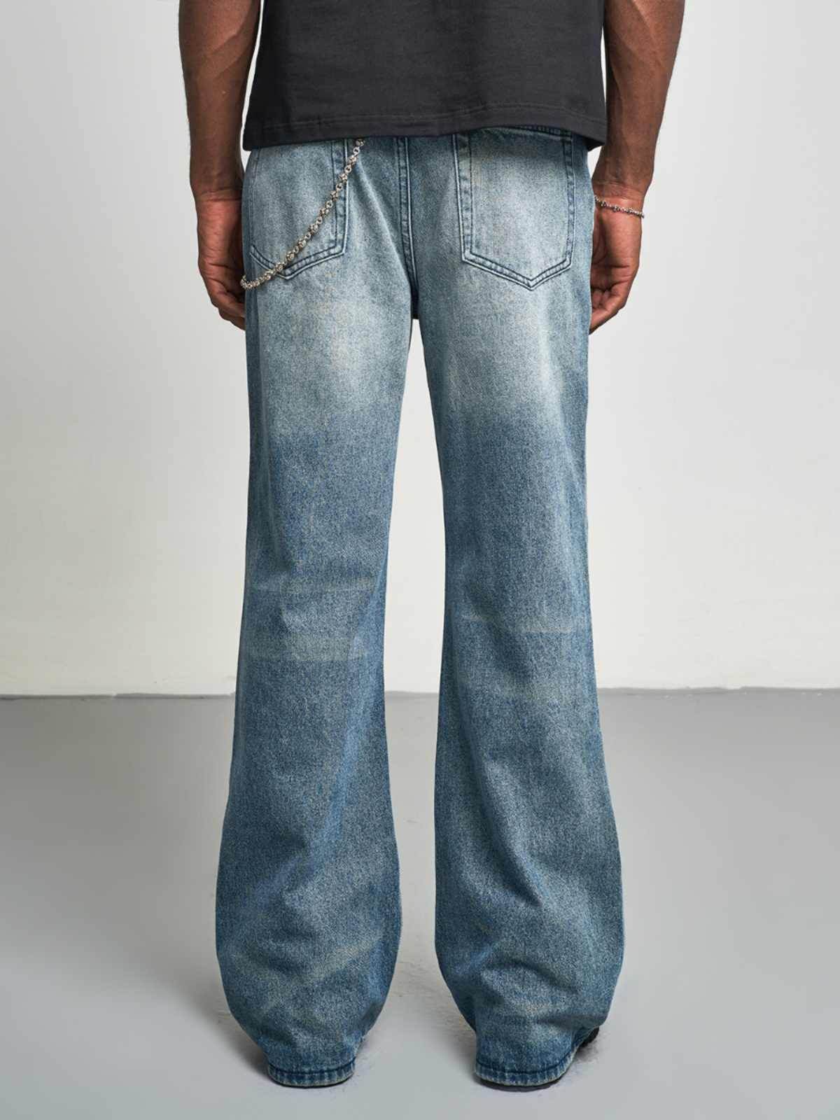 Gradient Washed Slimming And Wide Leg Bootcut Trousers Jeans - Mubimart