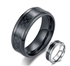 Schwarz Carbon Fiber Inlay männer Hochzeit Marke Ring Edelstahl Schmuck Dropshopping 8mm