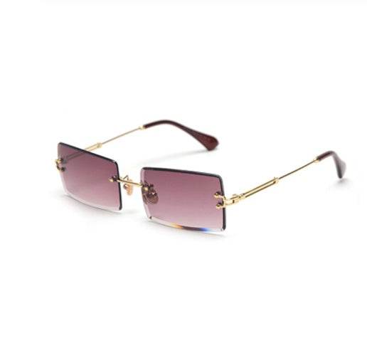 Rimless Rectangle Sunglasses Square Fashion Hip-hop Sunglasses Tide Ins Retro Street Beat Cut Edge Sunglasses - Mubimart