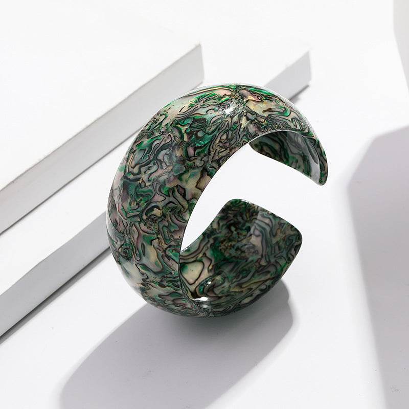 Leopard print acetate plate bangle bracelet women - Mubimart