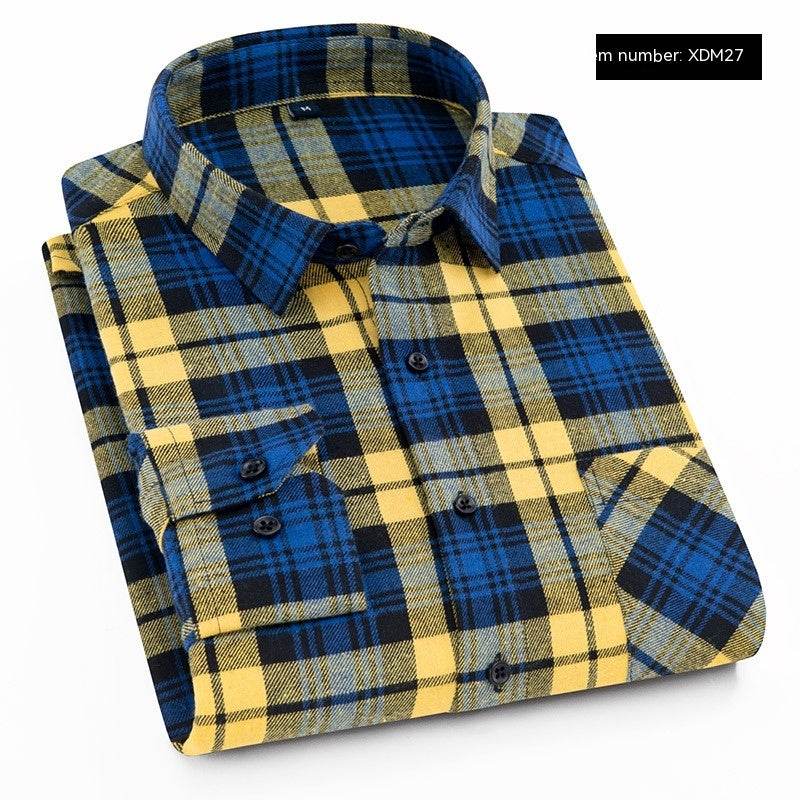 Men's Casual Flannel Long-sleeved Shirt - Mubimart