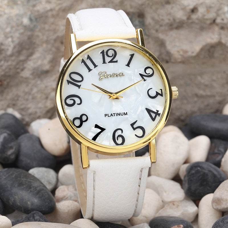 Marble Belt Watch Fashion Geneva Watch Shell Face Casual Watch For Men And Women - Mubimart