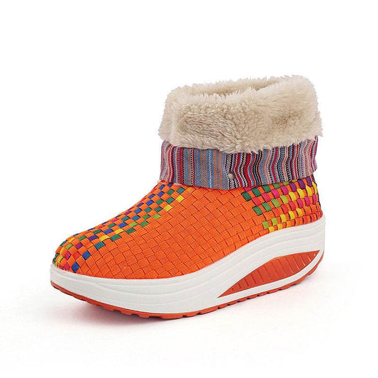 Winter plus velvet sneakers women Korean knitting - Mubimart