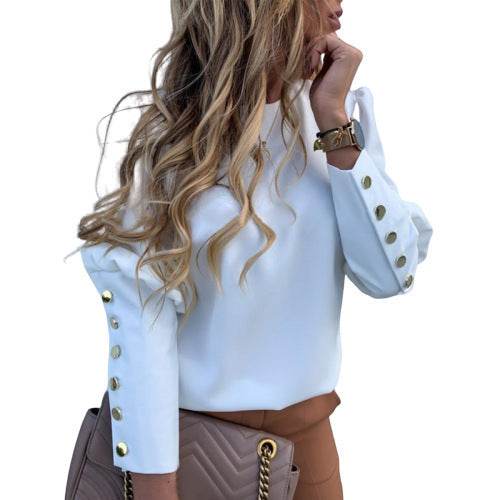 Elegant Women Button Blouse Shirt - Mubimart