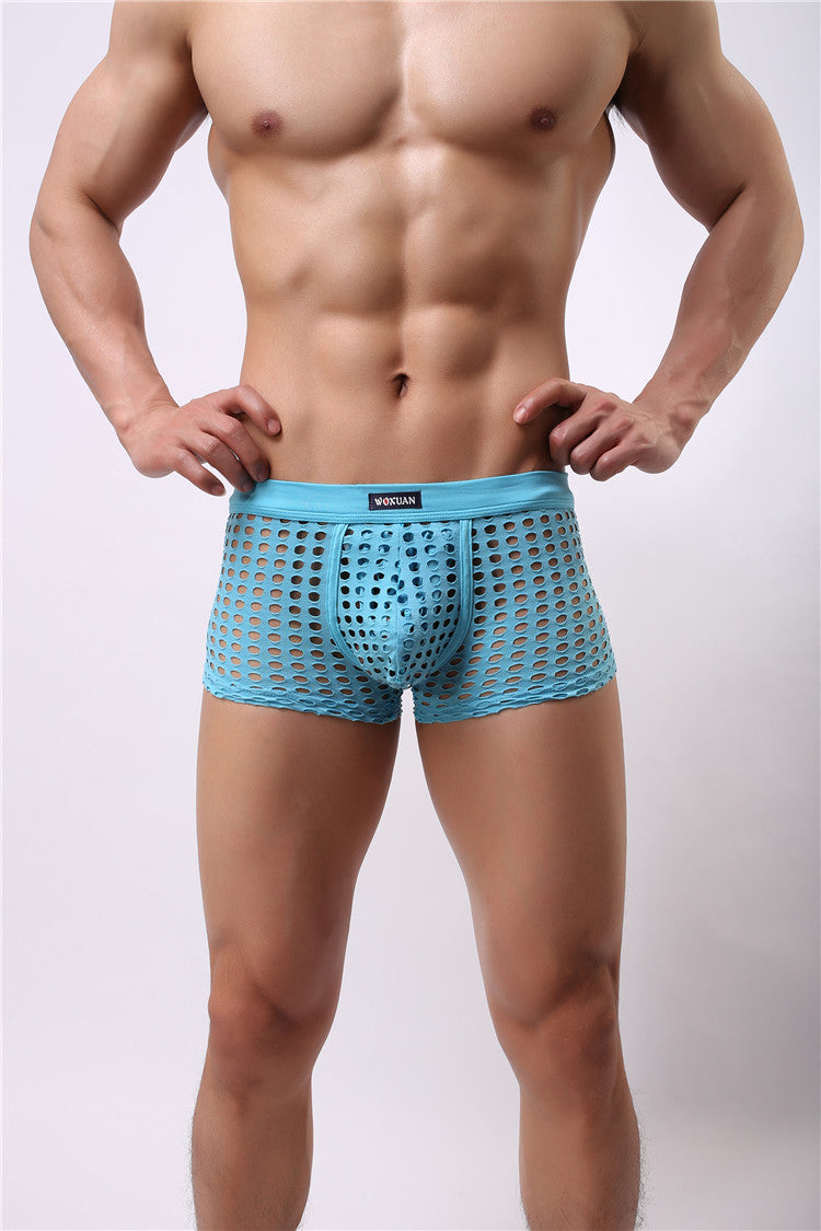 Mesh boxer briefs hollowed out