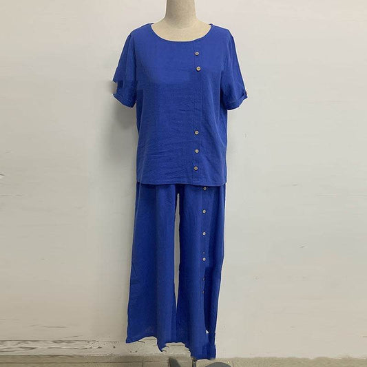 Women's Short Sleeved Top And Capris - Mubimart