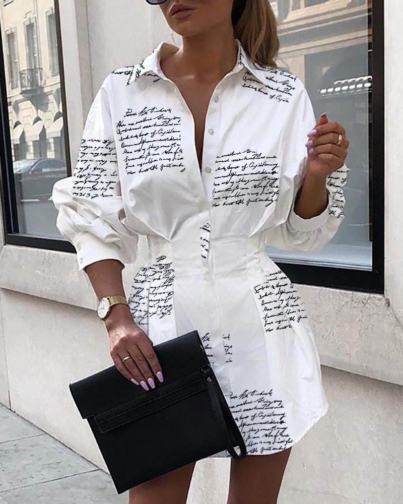 Printed Shirt Shirt Dress - Mubimart