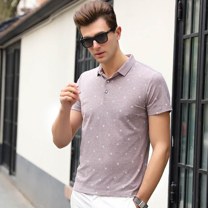 Lapel T-shirt letter POLO shirt - Mubimart