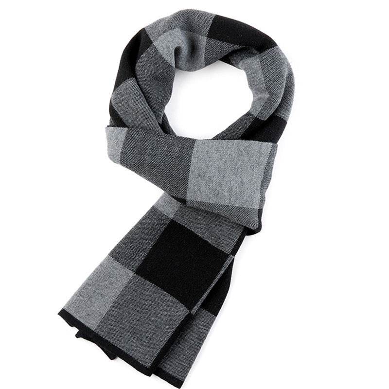 Plaid men scarf knitted scarf - Mubimart