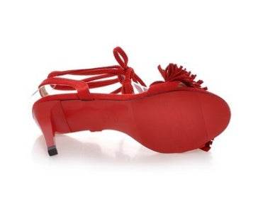 Fringed stiletto sandals - Mubimart
