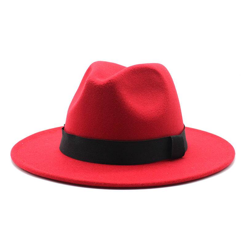 New Panama Flat Brim Fedora Hat Woolen Hat Men's And Women's Hats - Mubimart