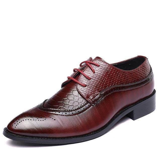 new spring men flats lace up male business oxfords men leather shoes - Mubimart