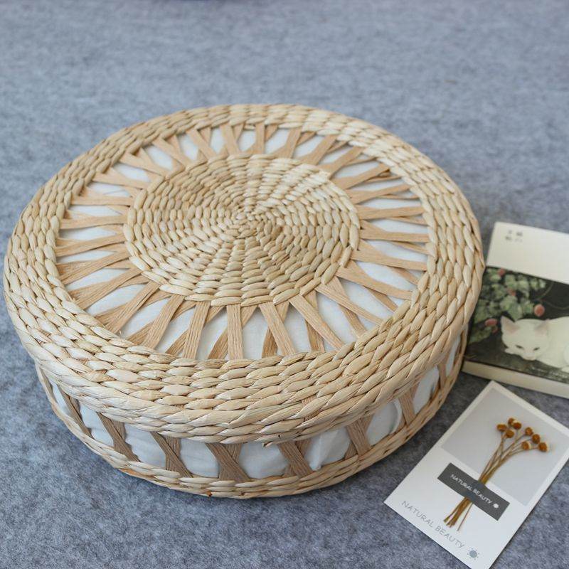 Handmade Straw Futon Seat Cushion Worship Buddha And Hit Thickening Floor Pillow Outdoor Decorative - Mubimart
