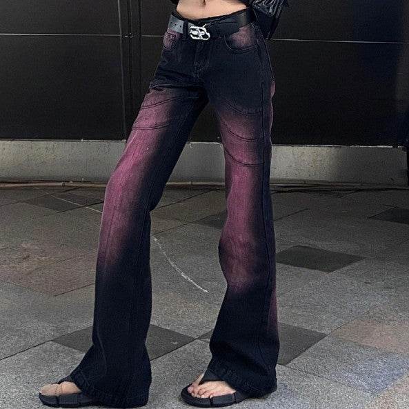 Plus Size Retro Slightly Flared Jeans Women - Mubimart