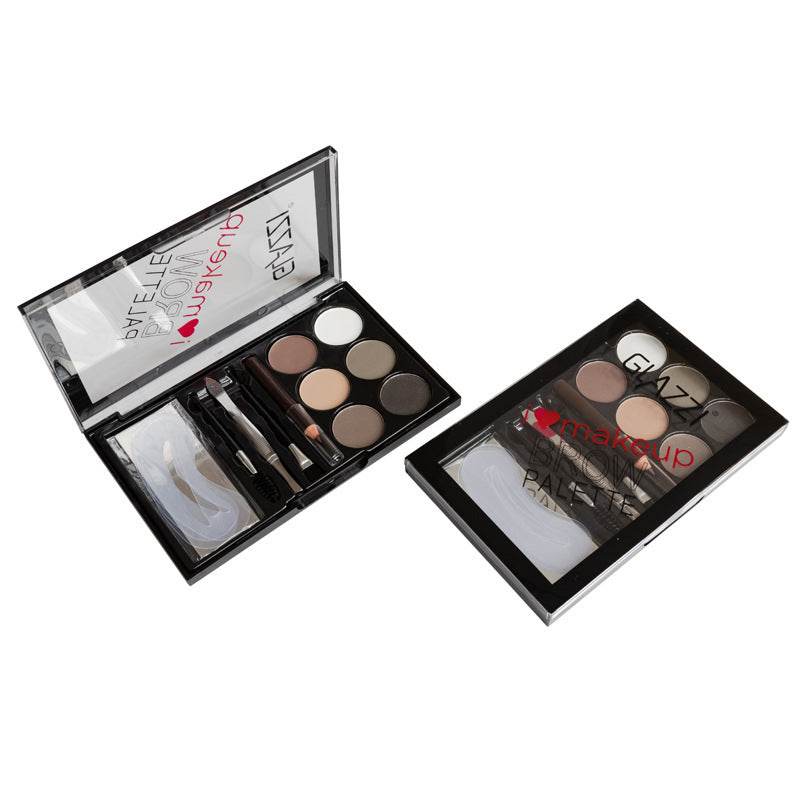 Natural Brown Eyebrow Powder Palette Eye Contour Enhancers Eye Brows Shadow Stamp Shaping Waterproof Makeup Kit With Brush - Mubimart