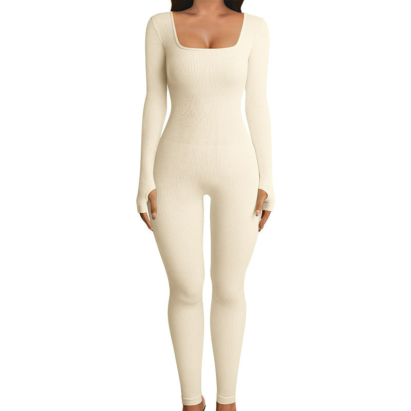 Seamless Jumpsuit Long Sleeve Shapewear Hip Lift Yoga Jumpsuit Sports Jumpsuit Bodysuits - Mubimart - Bodysuits 