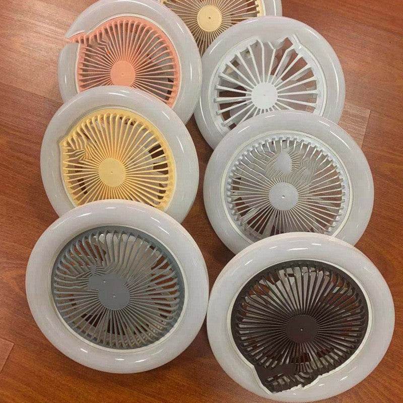 26cm Round Remote Control Ceiling Fan With E27 30W LED Lamp Hanging Fan Home Room Office Air Cooling Fan Light - Mubimart
