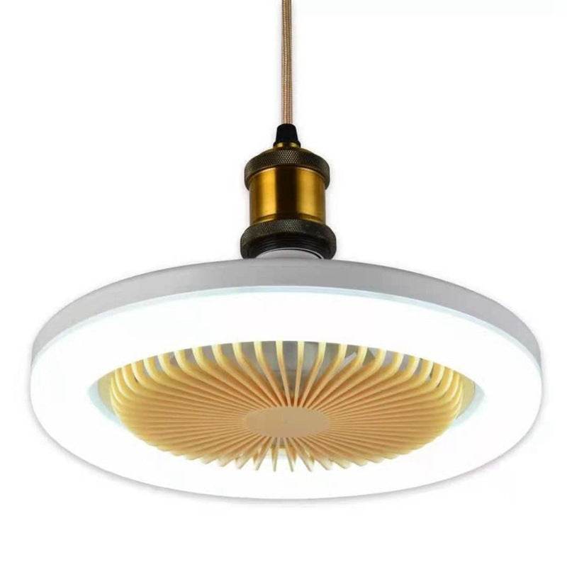 26cm Round Remote Control Ceiling Fan With E27 30W LED Lamp Hanging Fan Home Room Office Air Cooling Fan Light - Mubimart