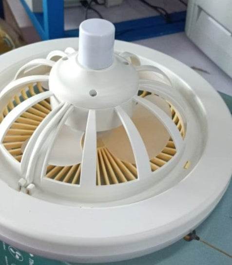 26cm Round Remote Control Ceiling Fan With E27 30W LED Lamp Hanging Fan Home Room Office Air Cooling Fan Light - Mubimart