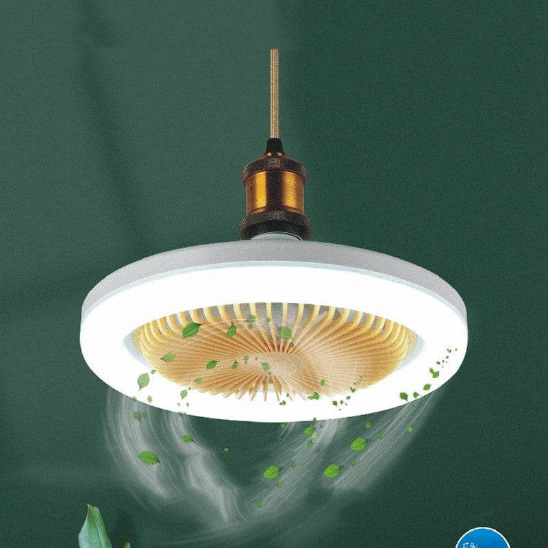 26cm Round Remote Control Ceiling Fan With E27 30W LED Lamp Hanging Fan Home Room Office Air Cooling Fan Light - Mubimart