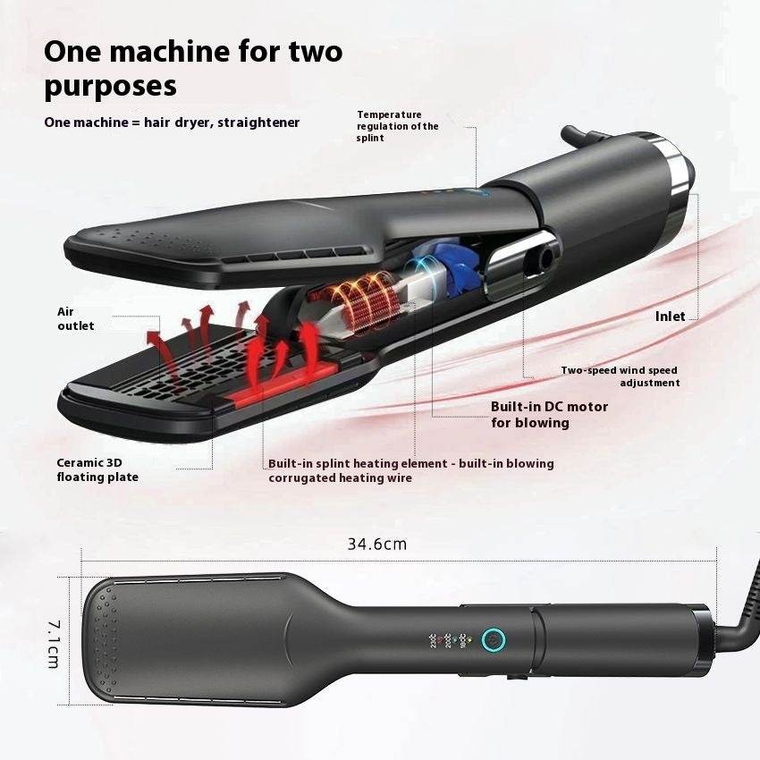 Hair Dryer Hair Straightener Two-in-one Multi-functional Wet And Dry Dual-use Electric Hair Straightener - Mubimart