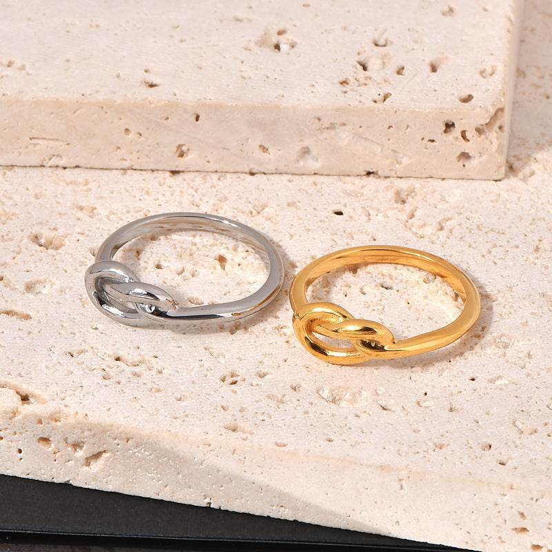Knotted Heart Knot Titanium Steel Hipster Men And Women Neutral Tail Ring - Mubimart