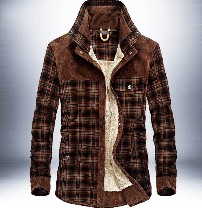 Winter Jacket Men Thicken Warm Fleece Jackets Coats Pure Cotton Plaid Jacket Military Clothes - Mubimart