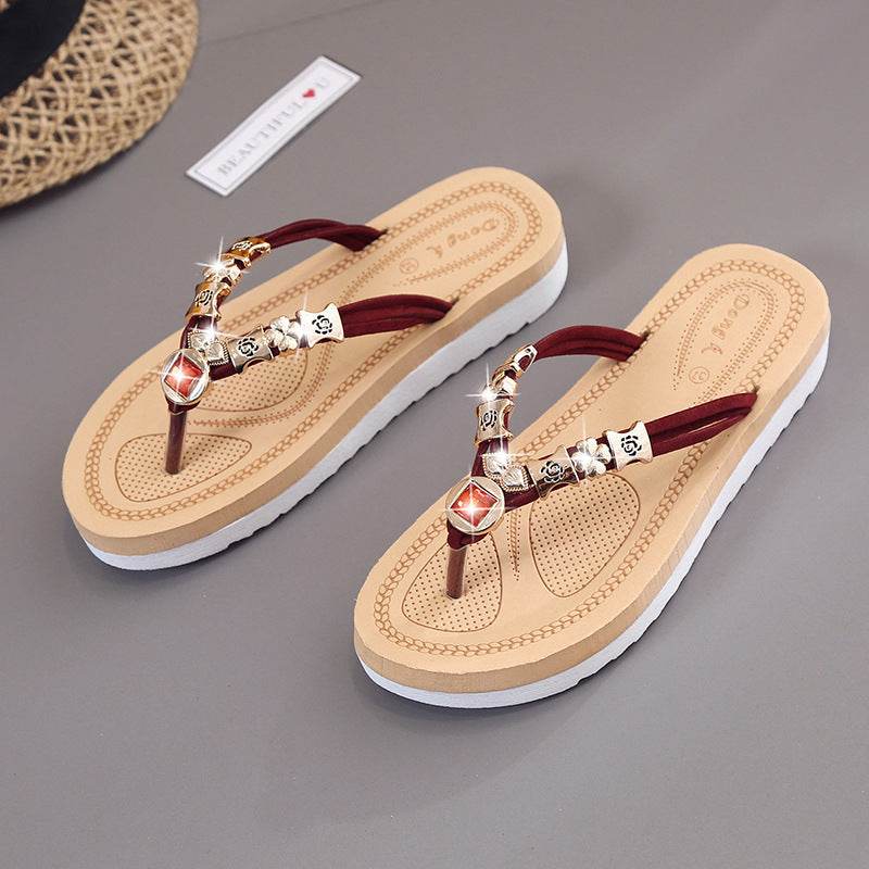 Rhinestone flip flops - Mubimart