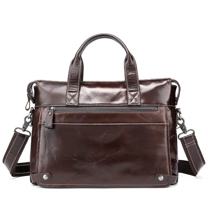 Business first layer leather briefcase - Mubimart
