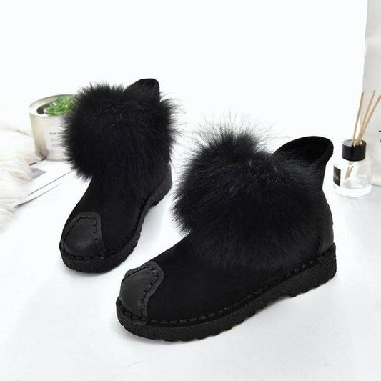 Flat and fleece ankle boots - Mubimart