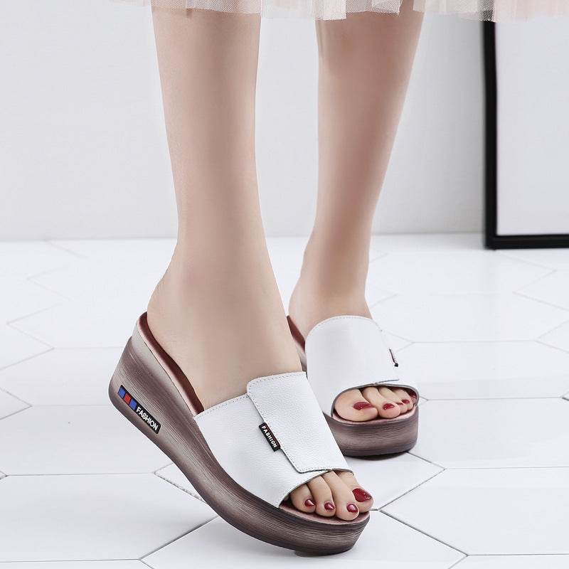 Leather platform sandals for women - Mubimart