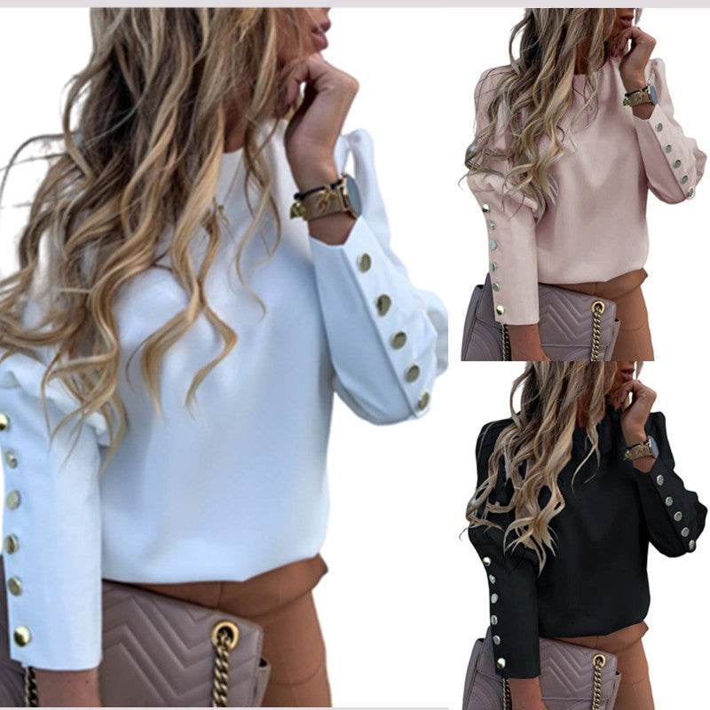Elegant Women Button Blouse Shirt - Mubimart