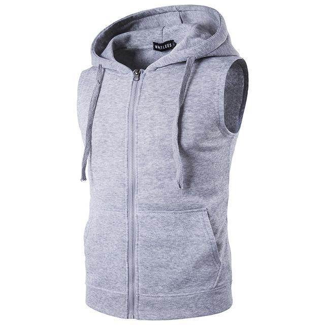 New Men's Sleeveless Cotton Zipper Hoodies - Mubimart