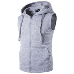 New Men's Sleeveless Cotton Zipper Hoodies