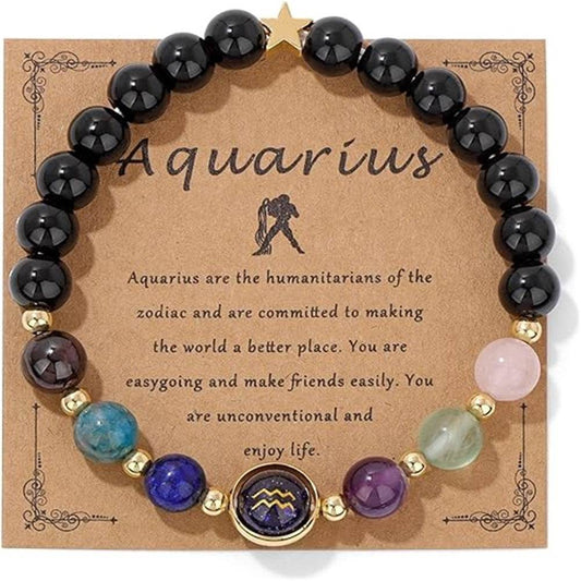 12 Constellation Beaded Bracelet Men And Women Natural Stone - Mubimart