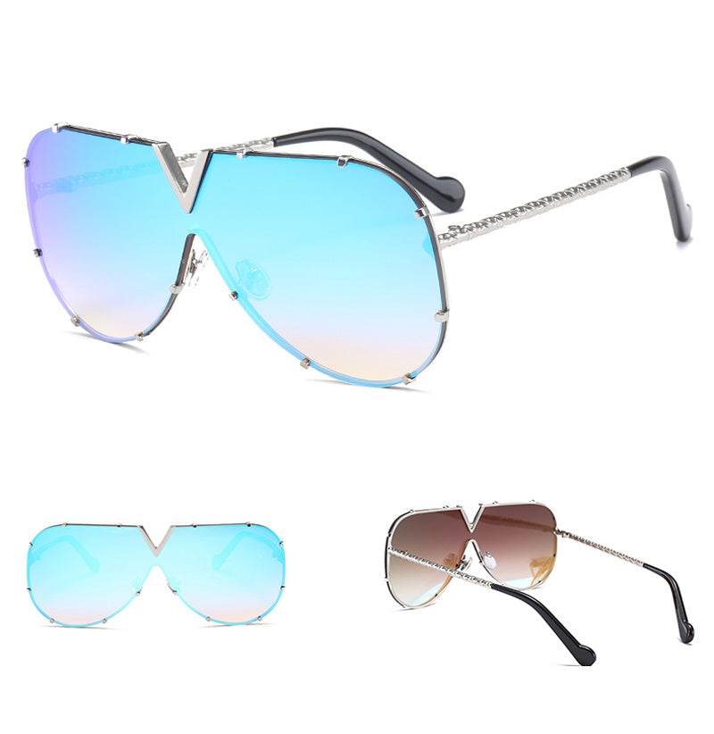 Sunglasses, men, women, men and women, sunglasses, frameless, rivet, personality glasses - Mubimart
