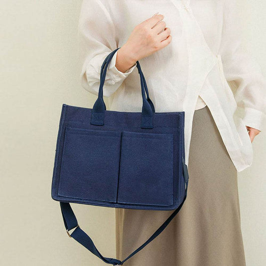 New Large Capacity Canvas Tote Bags For Women Work Commuting Carrying Bag College Style Student Outfit Book Shoulder Shopper Bag - Mubimart