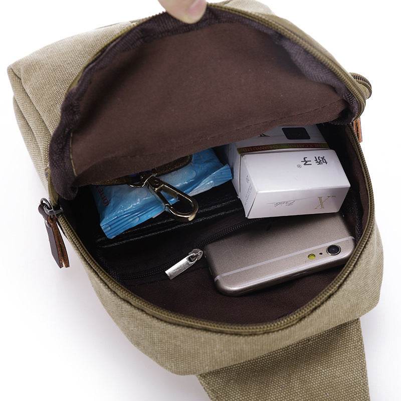 Factory direct leisure sports men Satchel Bag chest Korean outdoor canvas Metrosexual bag Bag Satchel - Mubimart