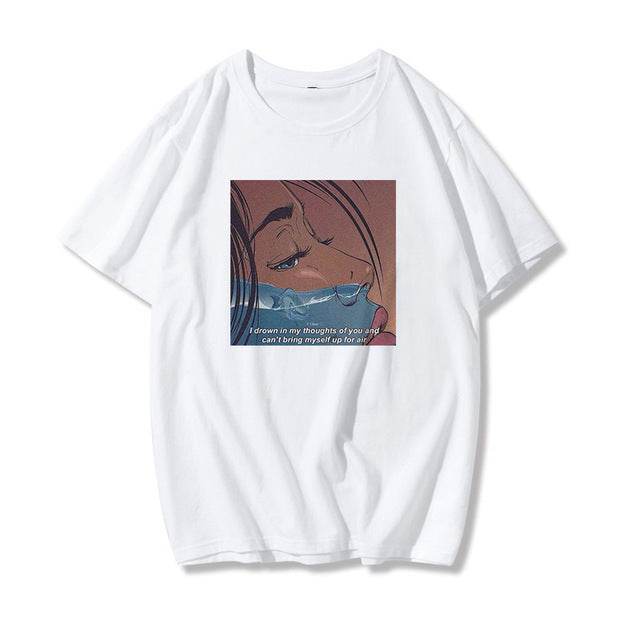 Retro BF Plus Size Loose Top Women's Fashion T-shirt - Mubimart