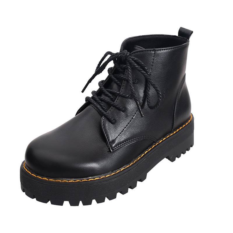 Booties British style lace-up Harajuku Martin boots - Mubimart