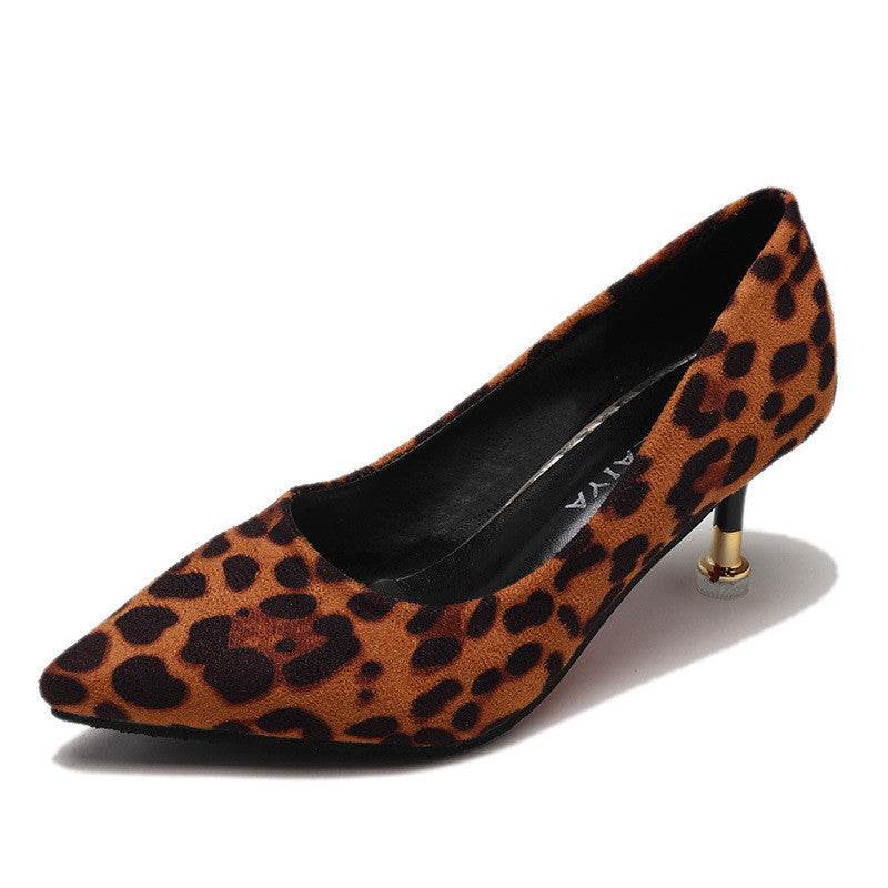 Pointed Leopard High Heels - Mubimart