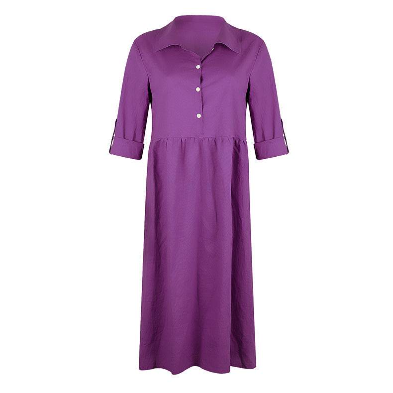 Loose button midi dress - Mubimart