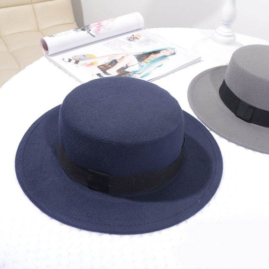 Flat Top Retro British Big Brim Fedora Hat Street Leisure - Mubimart