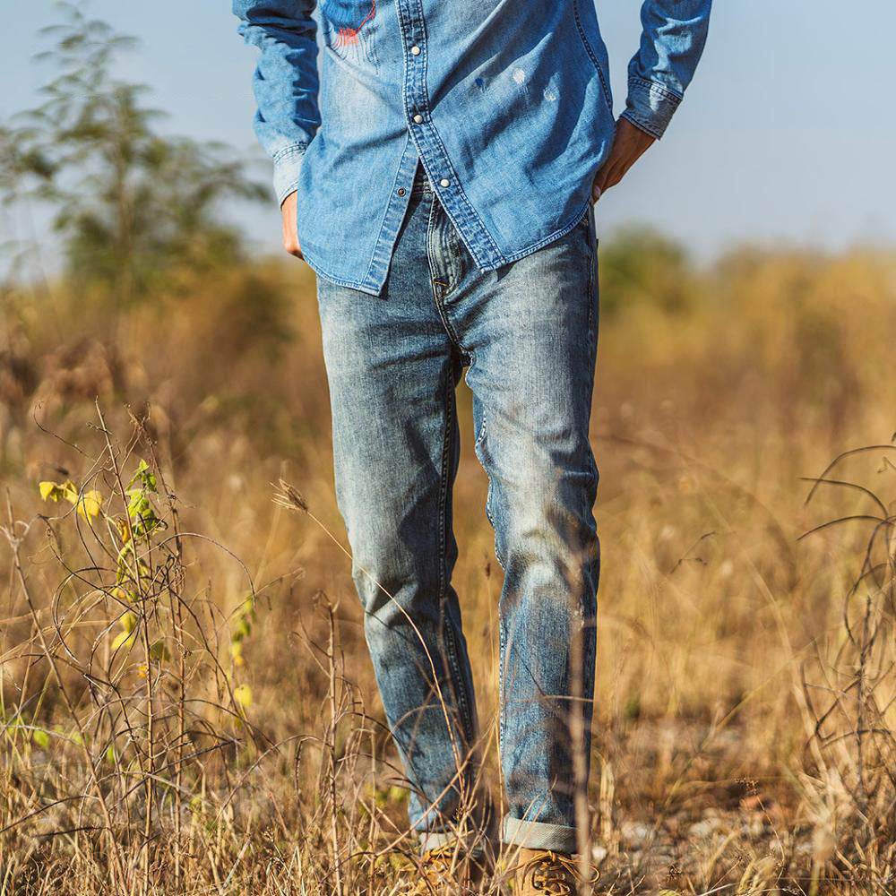 Men's washed jeans - Mubimart