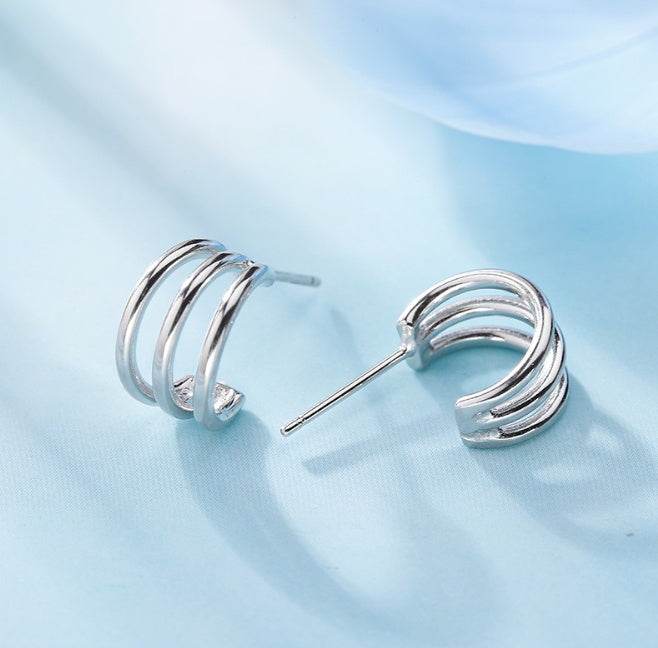 C-shaped hollow line men and women earrings - Mubimart
